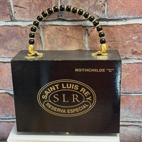 Saint Luis Rey Reserva Especial Empty Wood Cigar Box Rothchilde C Beaded Handle - Picture 1 of 9